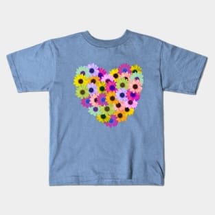 Daisy heart - spa blue background Kids T-Shirt